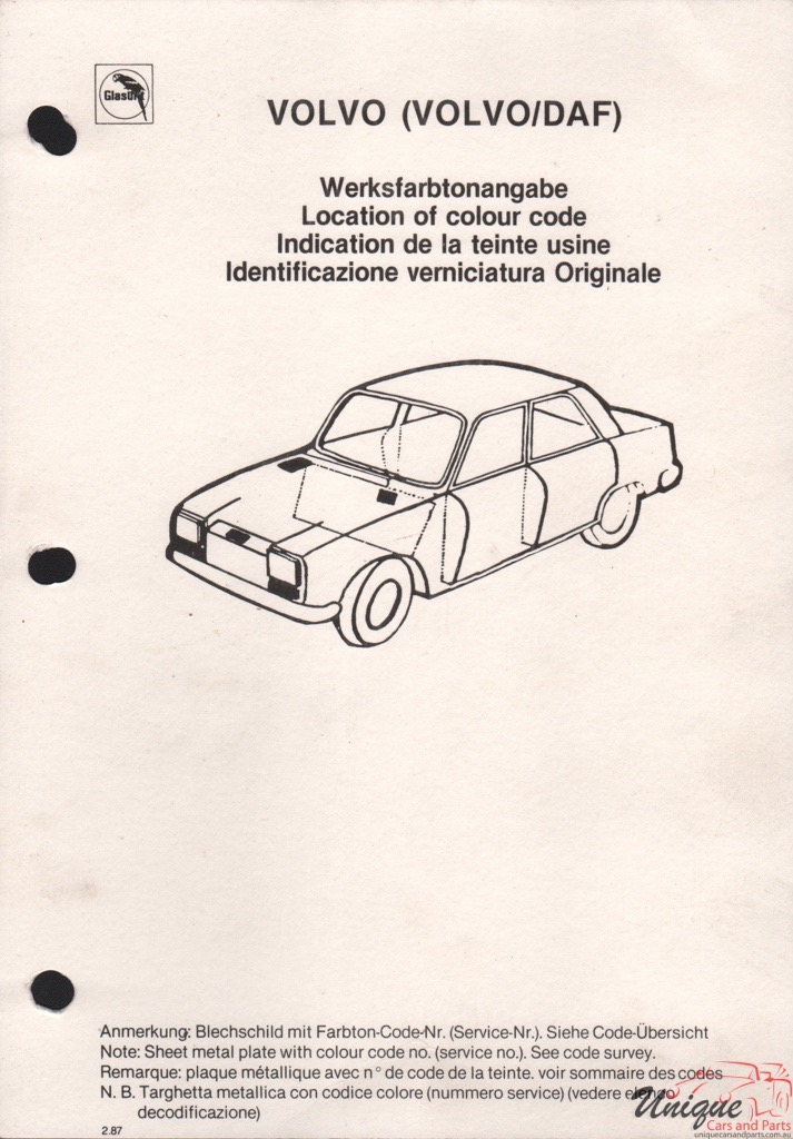 1988 Volvo Paint Charts Glasurit 6